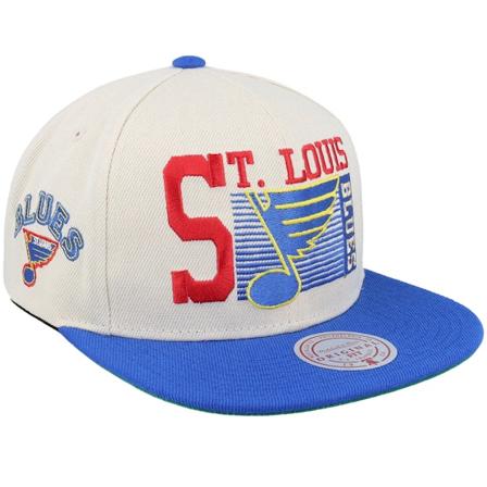 Mitchell & Ness - NHL Vit snapback Keps - St. Louis Blues Speed Zone Vintage Off White/Blue Snapback @ Hatstore