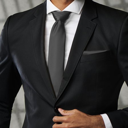 Semplice cravatta nero brillante da 8 cm per uomini - Cravatte in tinta unita