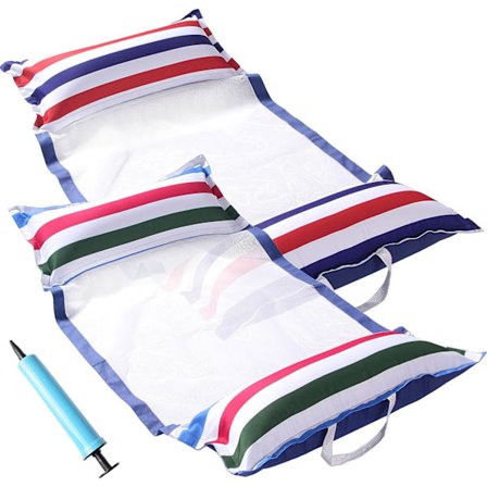 2-pakkaus kangas uima-allas kellukkeita, ilmatäytteiset vesiriippumatot, XL-kokoinen uima-allas kelluva lepotuoli aikuisille