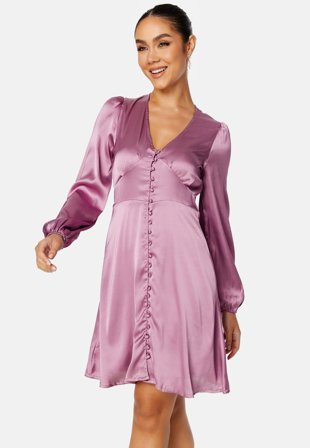 BUBBLEROOM Elliana satin dress Dark old rose Klær