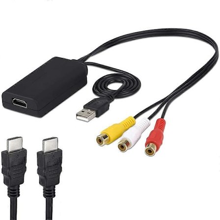 HDMI till RCA-kabel, HDMI till RCA-omvandlare, AV 3RCA CVBS Komposit till 1080P HDMI Ljudvideoadapter Stöder NTSC