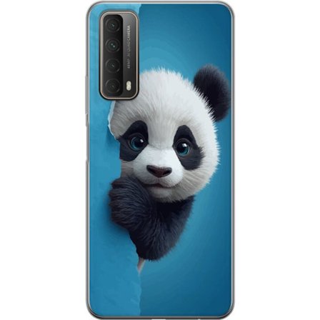 Yhteensopiva Puhelinkuori Huawei Huawei P smart 2021 Söpö panda, joka kurkistaa paperin läpi pehmeässä 3D-kuvituksessa