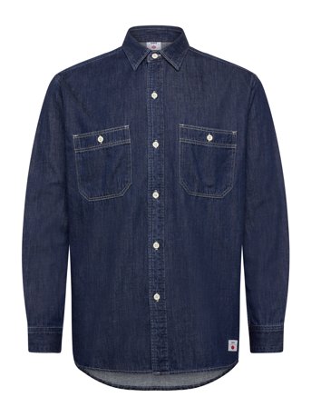 Edwin Work Shirt Ls-Blue - Dark Used - Blue - M