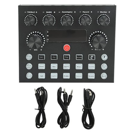 Live Lydkort Multi Lydeffekter Mini Mixer Board med Farverige Lys til Karaoke Live Streaming Optagelse