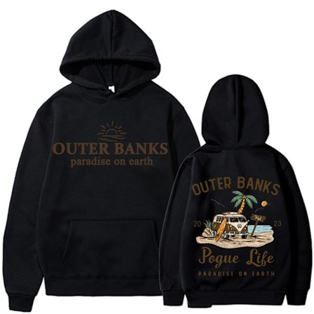 Outer Banks Pogue Life Grafisk Hoodie Cross Border Euro Storlek Höst/Vinter Hoodie Svart 313