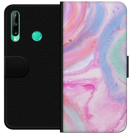 Kompatibelt Plånboksfodral till Huawei Huawei P40 lite E Abstrakt pastellfärgad marmorkonst med flytande akryleffekt i rosa, blått och grönt för