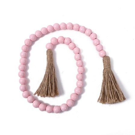 Wooden Beaded Garlands Farmhouse Beads Rustikk rosa