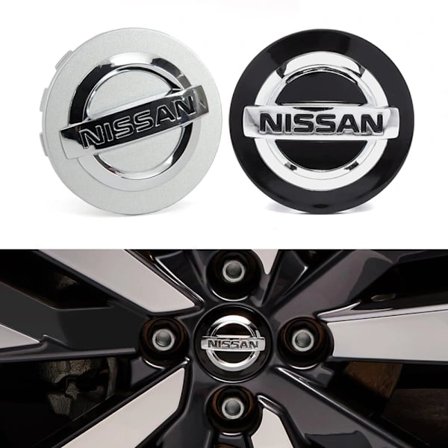 4-pakning - Nissan Sentrumskåper / Hjulkapsel Emblem - Bil 65 54mm - Svart