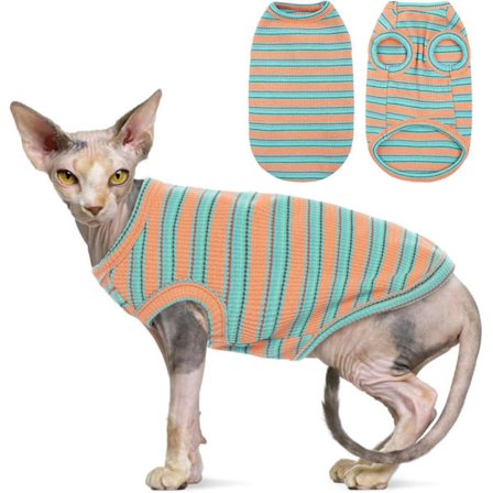 1 stk. kattetøj, stribede killinge-T-shirts uden ærmer, pullover katte-sweatere, kæledyrs sommerbeklædning til små hunde