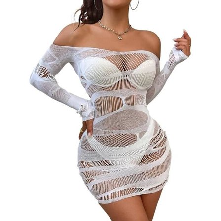 Dame Sexy Undertøyskjole Ett Stykke Babydoll Fiskenett Chemise Nattøy