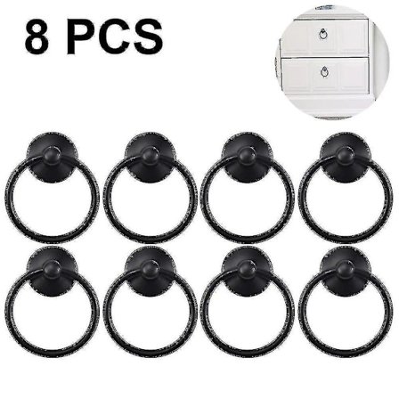 8 stk. Vintage skabringknopper runde antikke skuffetrækhåndtag