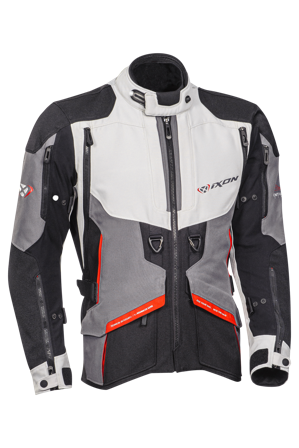 Motorradjacke Ixon Ragnar Schwarz/Grau/Rot 4XL