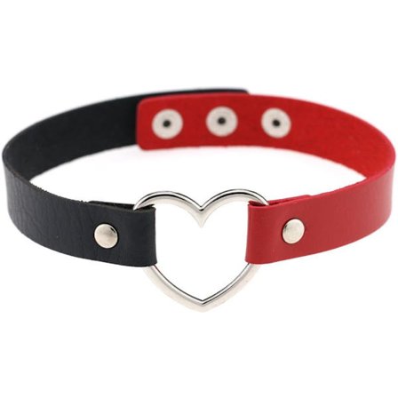 Tyttöjen rakkaus sydän Choker Kaksiväri PU Nahka Kaulus Punk Kaulus Choker Kaulakoru