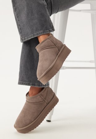 Colors of California - Platform Winter Boot In Suede - Taupe - Skor - - Bubbleroom