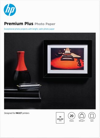 HP Premium Plus Photo-papper, fototyp, 300 g/m2, A4 (210 x 297 mm), 20 ark, 886111138883