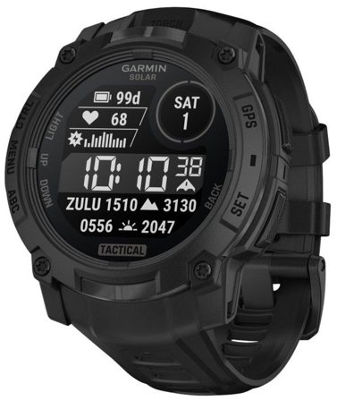 Garmin Instinct 3 45 mm Solar Tactical Edition Svart med Svart Armband