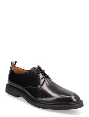 Larry_Derb_Bu Shoes Business Laced Shoes Svart BOSS