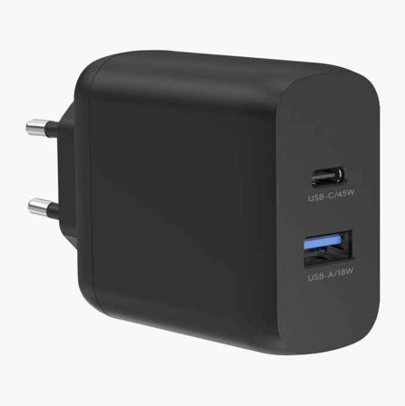 Snabbladdare USB A + C 45 W