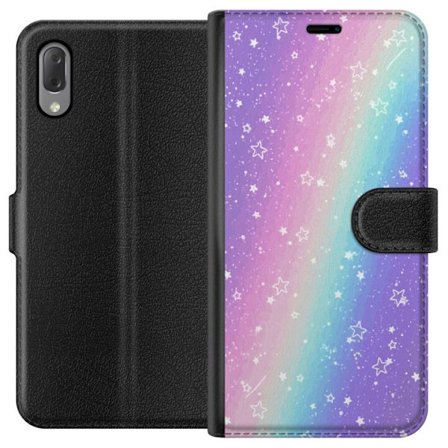 Kompatibelt Lommeboketui til Sony Xperia L3 Rainbow-farget pastellbakgrunn med hvite stjerner og gnistrende prikker i myk overgang