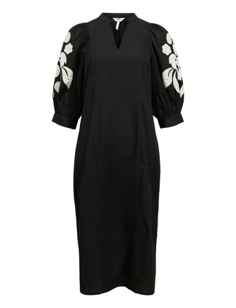 Objnaja Re 2/4 V-Neck Midi Dress 138 Black Object