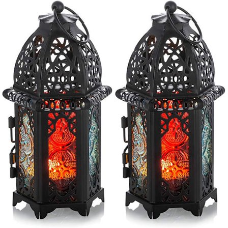 2 kpl Pieni kynttilänjalka Ripustettavat lasilyhdyt, Musta