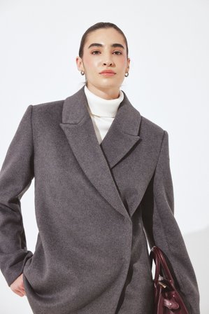 NA-KD Kort kappa i ullblandning - Vårjackor - Grå - EU 32