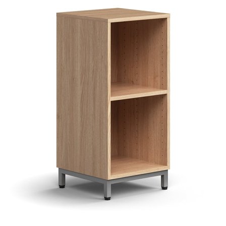 Bookcase QBUS, 1 shelf, leg frame, 868x400x400 mm, silver, oak