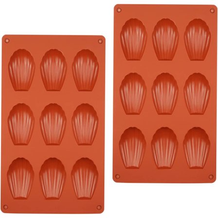 Röd - Madeleineform i silikon, Madeleine Bakform Mini Silikonform för Kaka Gelé Mousse Choklad (Set med 2)_yux