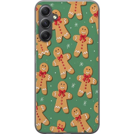 Yhteensopiva Puhelinkuori Samsung Galaxy A25 Piparkakkumies jouluinen kuvio piparkakku jouluinen vihreä tausta talvinen suunnittelu