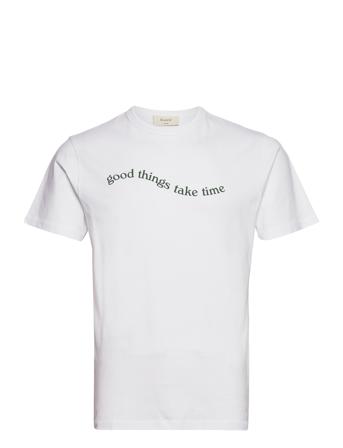 Pacific T-Shirt - White/Dark Green T-shirts Short-sleeved Valkoinen Forét
