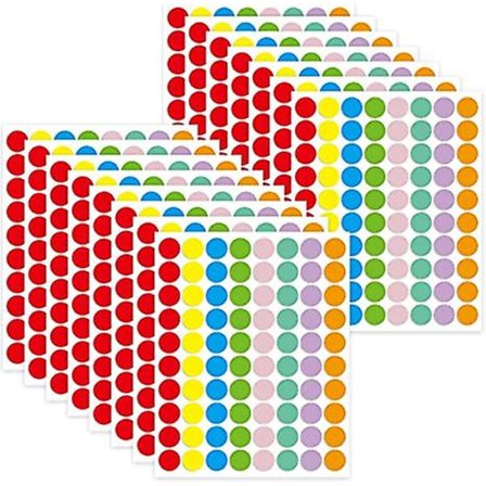 Farvekodede prik-klistermærker, 8 lyse farver cirkel prik-etiketklistermærker til kontor, skole, flytning, marked, aftagelige, 20 ark