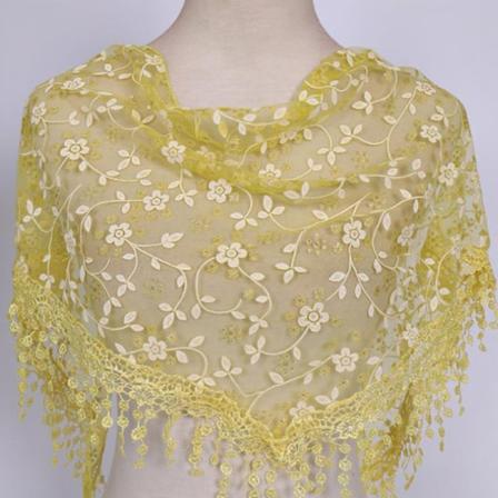 1 Stk Kvinder Mode Trekant Wrap Lady Sjal Blomst Blonde Tørklæde Sh Yellow