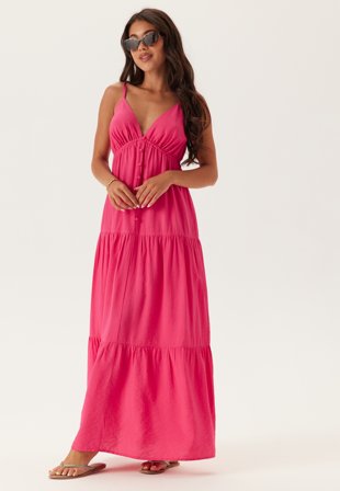Bubbleroom - Strap Maxi Dress - Pink - Kläder