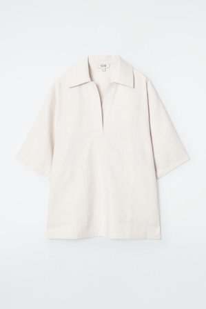 COS Women's Oversize Pikétröja I Twill Med Linne in Vit