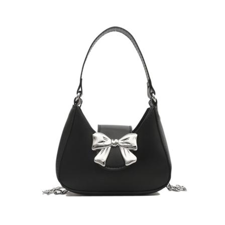 Fashion Bow koristeellinen käsilaukku ketju Crossbody laukku BLACK S Black S