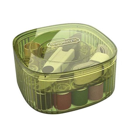 Sykasse med Tilbehør, Bærbar Sykasse med Sytilbehør, Nål og Tråd Sæt, Inkluderer 18 Farver Tråd, Nåle, Kasse, Saks, Målebånd