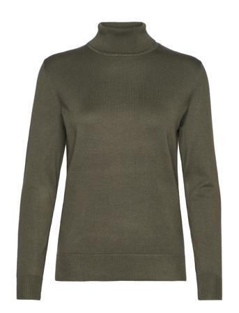 Pullover-Knit Light Høyhalset Pologenser Khaki Green Brandtex