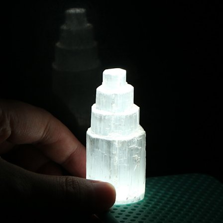 Naturlig Selenitt Lampe Hvit Edelstener Ice Berg Utskåret Lampe Crys