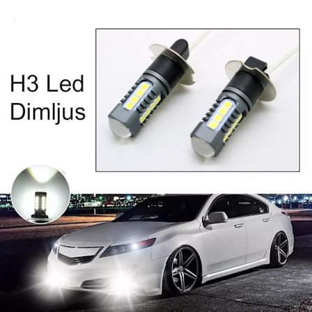 H3 Dimljus 500 lumen led 6000K med 18st 3030smd chip 2-pack