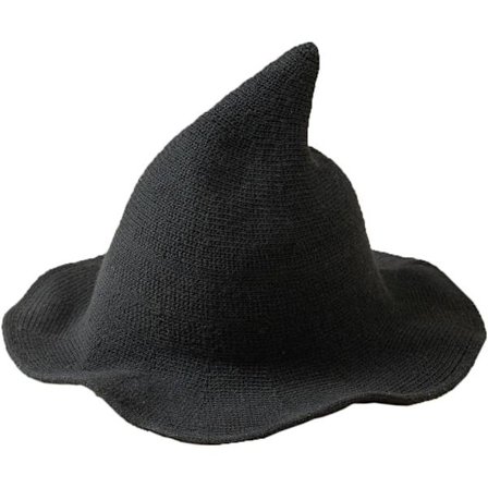Kvindes Hexehat Foldbar Kant Strikket Troldmandshat til Halloween Kostume Efterår Vinter Daglig Varmt Hætte