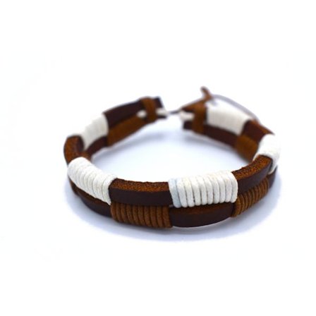 Brun og hvidt læderarmbånd