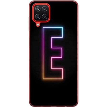 Kompatibelt Mobildeksel til Samsung Galaxy A12 Minimalistisk neonbokstav E i lyse farger mot mørk bakgrunn i moderne og elegant design