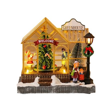 Juldekoration med LED-belysning och musik – Julhus – Julgransprydnad för skrivbordsdekoration