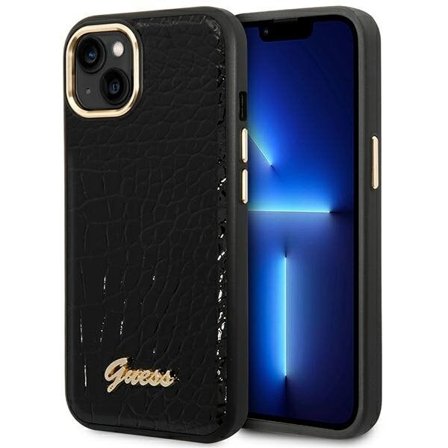 Guess GUHCP14MHGCRHK iPhone 14 Plus 6,7 "svart / svart hårdskal Croco Collection