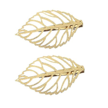 Vintage Hule Blad Hårklipp, Gull Elegant Legering Blad Stil (2stk, Gulltone