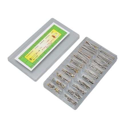 200 stk. klokkeskrue rør rustfritt stål 10 størrelser 1,3 mm bredde klokkebånd lenke pin gull sølv