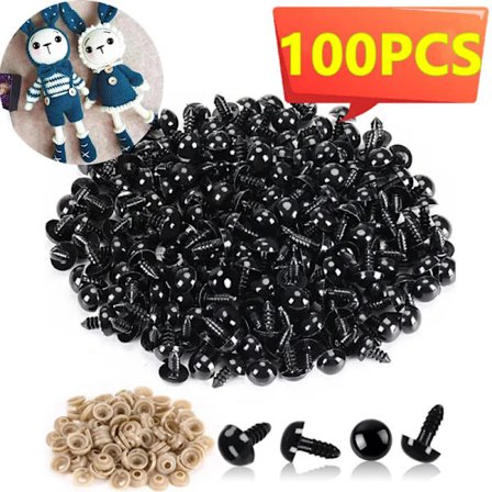 100PCS 7mm Black Plastic Safety Eyes For Toys Amigurumi Diy Kit Crafts TeddyBear Toy Eye For Doll Decoration Accessories