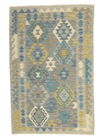 Tissé À La Main Kilim Afghan Old Style Tapis 100X151 De Laine Vert Foncé/Vert Petit