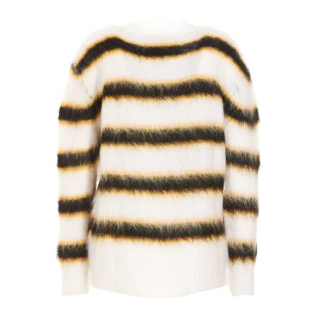Marni, Round-neck Knitwear Wit, Dames, Maat:S,gestreept