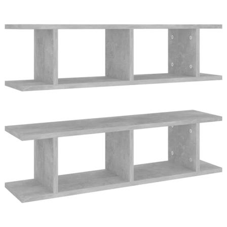 Vidaxl Vägghyllor 2 St Betonggrå 78x18x20 Cm Konstruerat Trä Grå